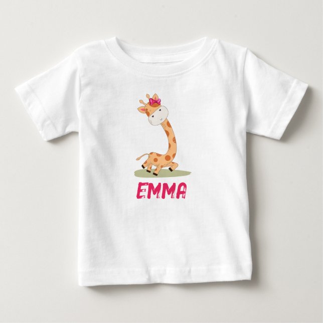 Camiseta Watercolor Baby Giraffe, Safari (Frente)