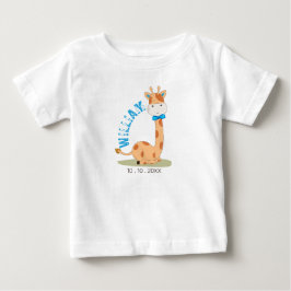 Camiseta Watercolor Baby Giraffe, Safari Animal Birday