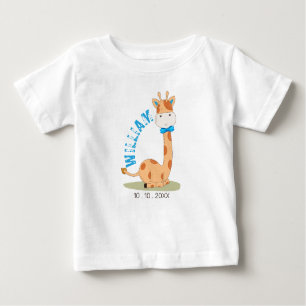 Camiseta Watercolor Baby Giraffe, Safari Animal Birday