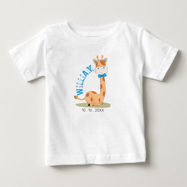 Camiseta Watercolor Baby Giraffe, Safari Animal Birday (Frente)
