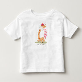 Camiseta Watercolor Baby Giraffe, Safari Animal Birday