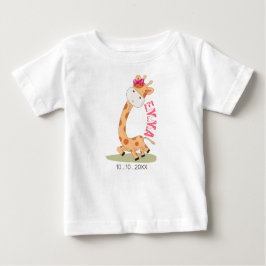 Camiseta Watercolor Baby Giraffe, Safari Animal Birday