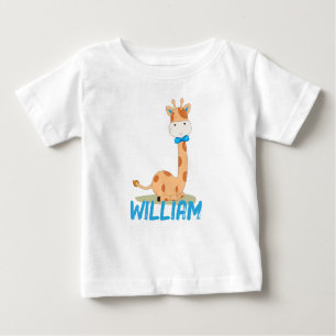 Camiseta Watercolor Baby Giraffe, Safari Animals