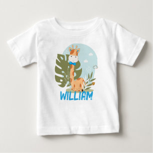 Camiseta Watercolor Baby Giraffe, Safari Animals