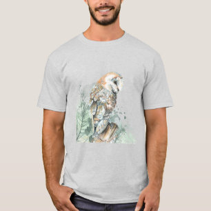 Camiseta  Watercolor Barn Owl Bird Willife Nature Art 