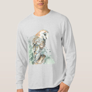 Camiseta Watercolor Barn Owl Willife Nature Art T-S