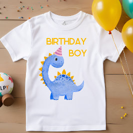 Camiseta Watercolor Birthday Boy Dino