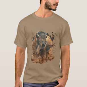 Camiseta Watercolor Bison Buffalo Animal Willife Nature