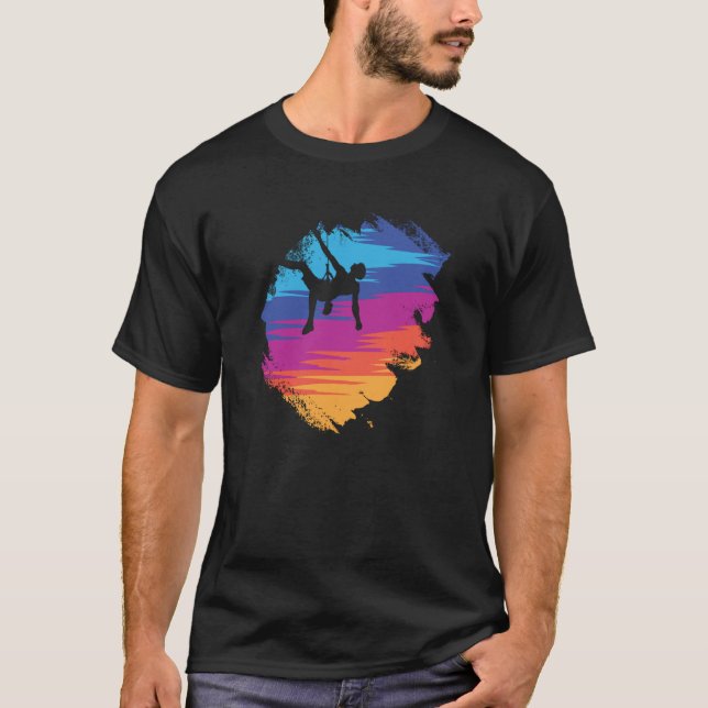 Camiseta Watercolor Bouldering Distressed Rock Climbing Cli (Frente)