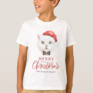 Camiseta Watercolor British Shorthair Cat Feliz Natal