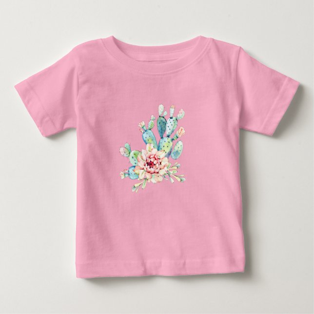 Camiseta Watercolor Cacti Bloom (Frente)
