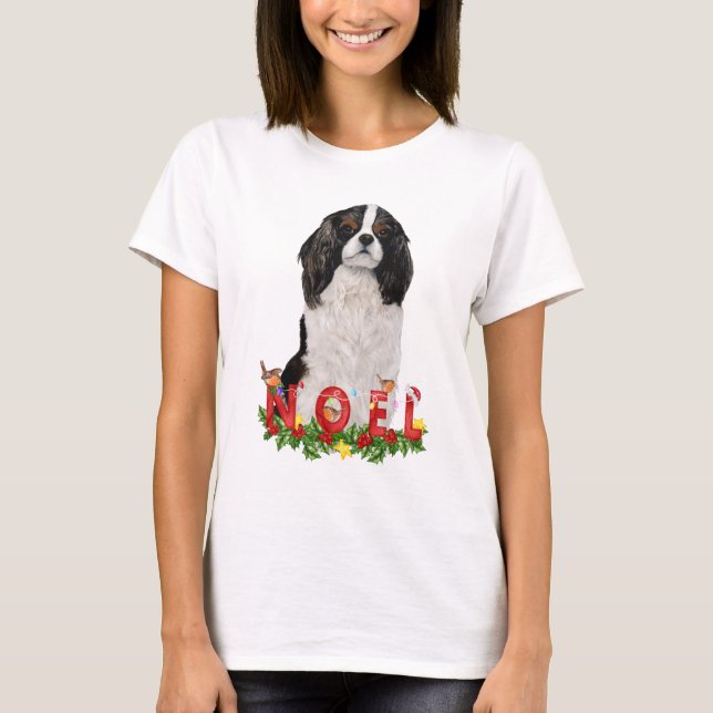 Camiseta Watercolor Cavalier King Charles Noel Natal (Frente)