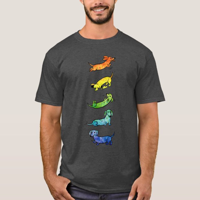 Camiseta Watercolor Dachshunds gift family boy (Frente)
