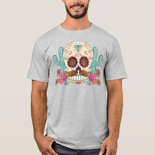 Camiseta Watercolor Dia de los Muertos Skull & Cactus
