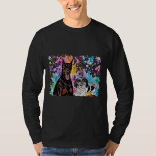 Camiseta Watercolor Doberman E Shih Tzu