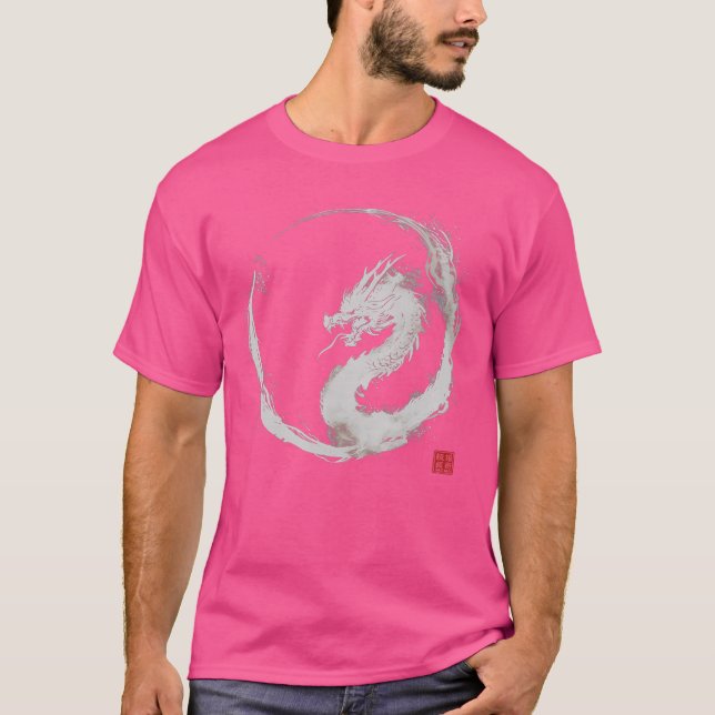 Camiseta Watercolor Dragon Enso Circle Japanese Minimalist  (Frente)