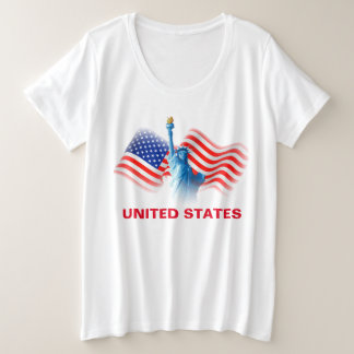 Camiseta Watercolor Estados Unidos Bandeira com Lady Libert