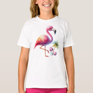 Camiseta Watercolor Flamingo Cartoon Clipart