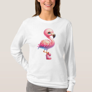 Camiseta Watercolor Flamingo Cartoon Clipart