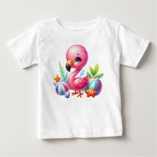 Camiseta Watercolor Flamingo Cartoon Clipart-00000