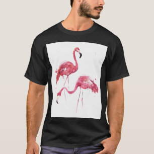 Camiseta Watercolor Flamingos, Elegante Design.