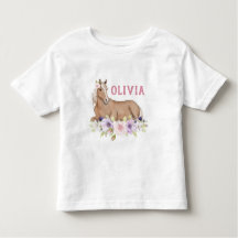 Watercolor Floral Brown Horse Birthday