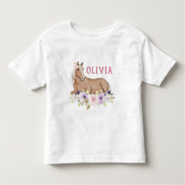 Camiseta Watercolor Floral Brown Horse Birthday