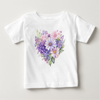 Camiseta Watercolor Floral Heart Bloom Matching Outfit