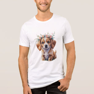 Camiseta Watercolor Floral Puppy Tee