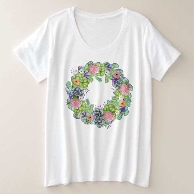 Camiseta Watercolor Floral Wreath (Frente do Design)