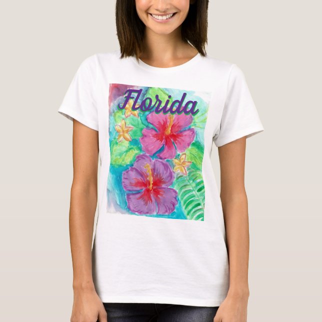 Camiseta Watercolor Florida Hibiscus (Frente)