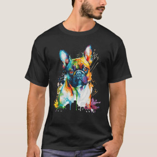 Camiseta Watercolor French Bulldog Cute Colorful Pet Dog