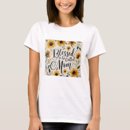 Camiseta Watercolor Girassol Abençoado Mãe Dia de as mães T