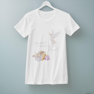 Camiseta Watercolor, graças grato e abençoado Ação de Graça