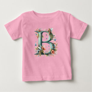 Camiseta Watercolor Greenery Fairies Monograma - Letra B