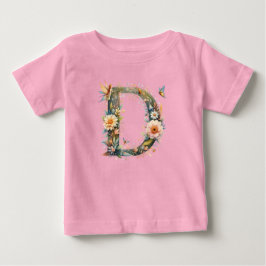 Camiseta Watercolor Greenery Fairies Monograma - Letra D