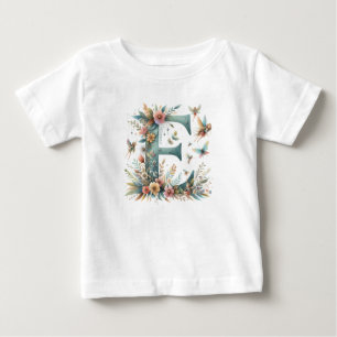 Camiseta Watercolor Greenery Fairies Monograma - Letra E