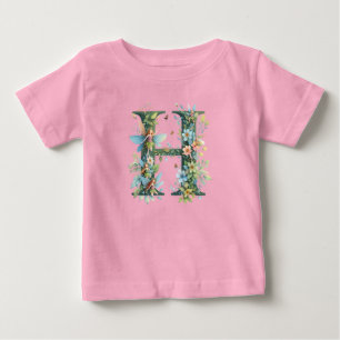Camiseta Watercolor Greenery Fairies Monograma - Letra H