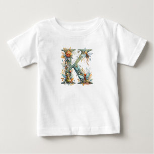 Camiseta Watercolor Greenery Fairies Monograma - Letra K