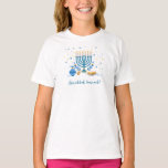 Camiseta Watercolor Hanukkah Menorah Holiday<br><div class="desc">Uma cena de Chanucá com menorah,  sufganiyot (donuts),  sonhos e ramos de oliveira é transformada em um efeito de aquarela na t-shirt Chanukah desse garoto. Excelente para cada dia e noite de Chanucá. Disponível com produtos correspondentes.</div>