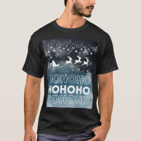 Watercolor Hoho Santa Claus Reindeers Starry Sky