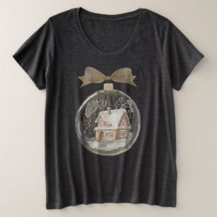 Camiseta Watercolor House in Snow Globe
