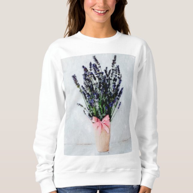 Camiseta Watercolor Lavender Bouquet Sweatshirt (Frente)