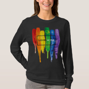 Camiseta Watercolor Lgbt Love Gins Rainbow Paint Typografi