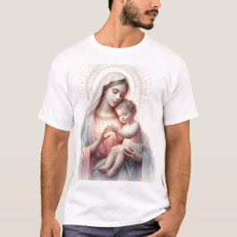 Camiseta Watercolor Madonna and Child – Elegant Pastel Chri