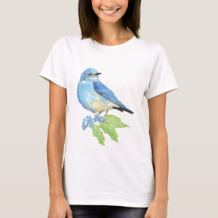 Camiseta Watercolor Mountain Bluebird Blue Bird Art para