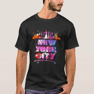 Camiseta Watercolor New York City Skyline  New York City Le