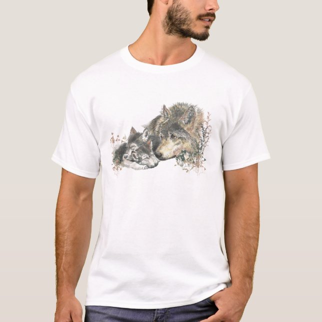 Camiseta Watercolor Padre Wolf & Cubs (Frente)