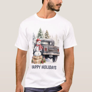 Camiseta Watercolor País Caminhão de Natal adiciona texto