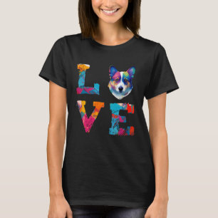 Camiseta Watercolor Pembroke Welsh Corgi Dog Face Colorida